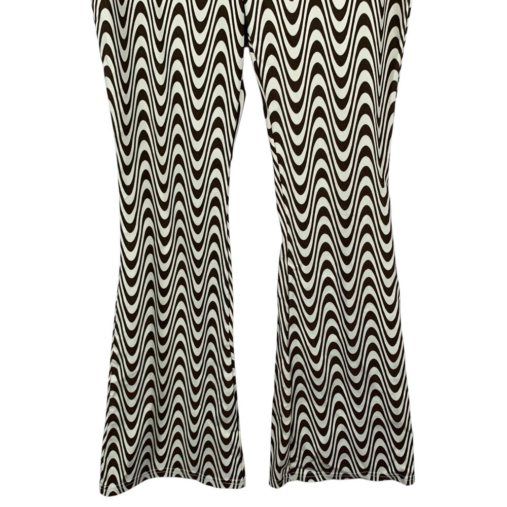 New Top Shop Pants Bengaline Flare Wavy Print Stretchy High Rise Women's 10 - Picture 5 of 11